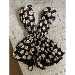 Lulus Convertible Romper in Pink Floral